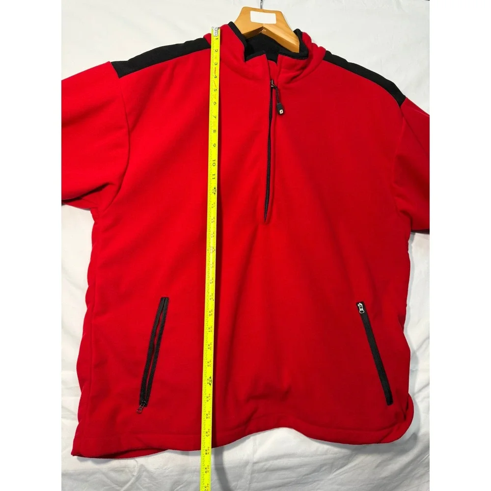FootJoy DryJoys Red & Black Fleece Quarter-Zip Pullover – Men's Medium
